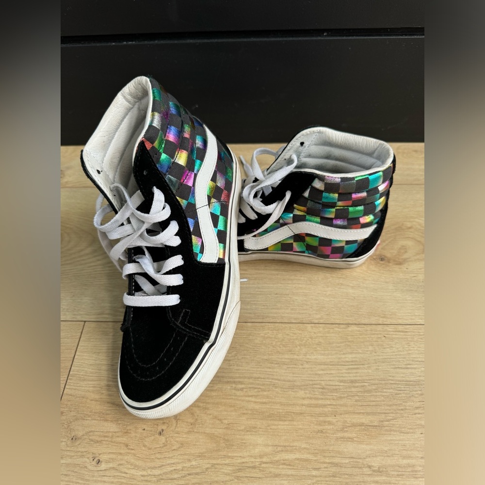 Vans High Tops Rainbow checker color accents
